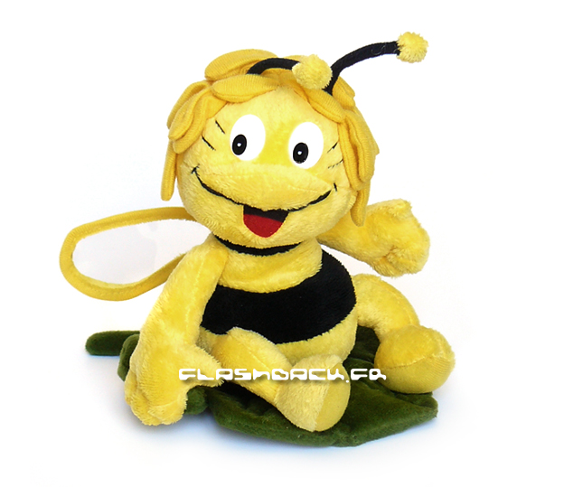 Maya  l'abeille peluche assise sur une feuille 20cm